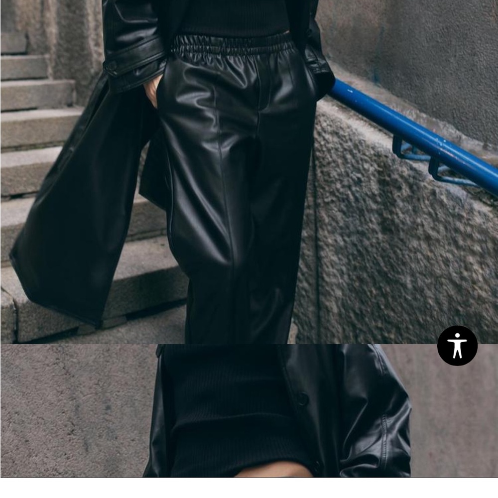Zara leather joggers